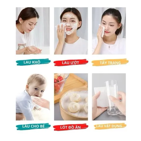 Một cuộn 40 miếng Khăn Mặt Khô Đa Năng Dùng 1 lần Animerry Lau Mặt Lau Khô, Lau Ướt - Dai Mịn Siêu Tiết Kiệm