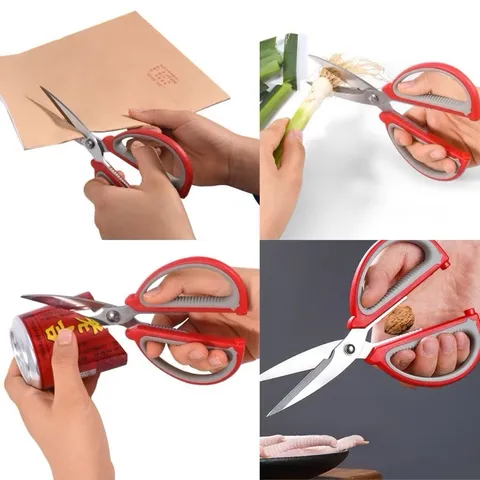 Kéo Màu Đỏ Inox Đa Năng Cán Nhựa Dụng Cụ Nhà Bếp Cắt Thực Phẩm Cao Cấp Siêu Bền
