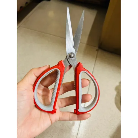 Kéo Màu Đỏ Inox Đa Năng Cán Nhựa Dụng Cụ Nhà Bếp Cắt Thực Phẩm Cao Cấp Siêu Bền