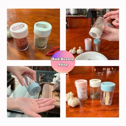 Lọ đựng tăm tiêu 2in1 Việt Nhật, hũ đựng gia vị đa năng màu sắc xinh xắn