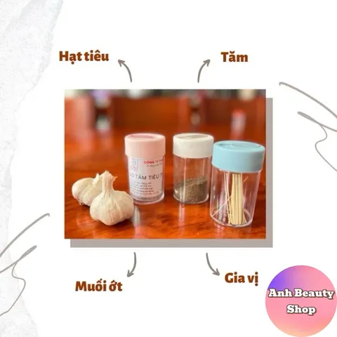 Lọ đựng tăm tiêu 2in1 Việt Nhật, hũ đựng gia vị đa năng màu sắc xinh xắn