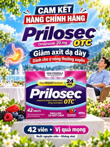 VIÊN UỐNG HỖ TRỢ GIẢM Ợ NÓNG, TRÀO NGƯỢC PRILOSEC 24HR (HỘP 42 VIÊN) – CHUẨN NỘI ĐỊA MỸ