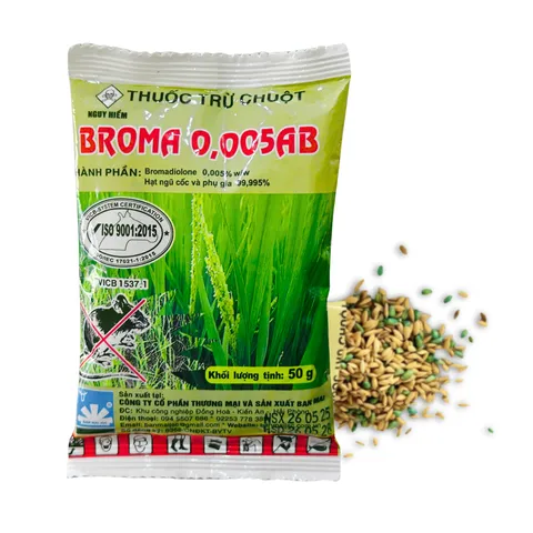 Combo 10 gói Broma 0,005Ab, dạng thóc kiểm soát chuột hiệu quả