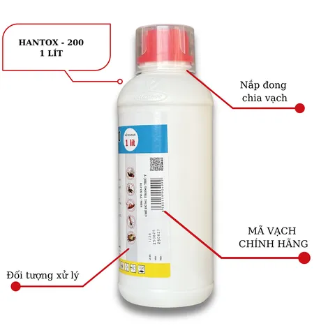 Hantox 200 1 lít, chế phẩm kiểm soát côn trùng, ve rận không mùi 