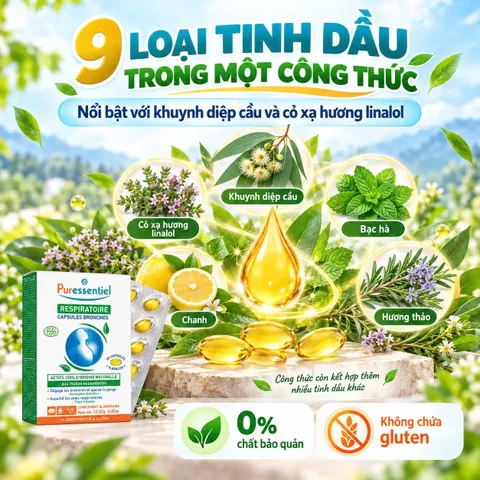 Puressentiel Respiratoire Capsules Bronches 30 Viên Hỗ Trợ Đường Hô Hấp, Dịu Họng