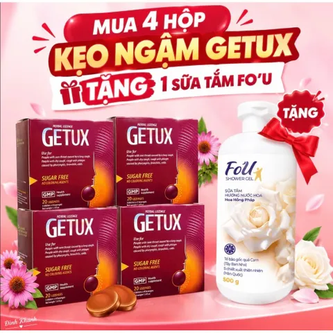 Kẹo Ngậm Thảo Mộc Getux FOBE (Không Đường) Hỗ Trợ Giảm Ho, Đau Rát Họng - Hộp 20 viên