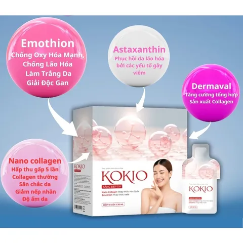 Gói Nước Uống Trắng Da Collagen Kokio Fobe Làm Đẹp, Trắng SángTự Nhiên 866297