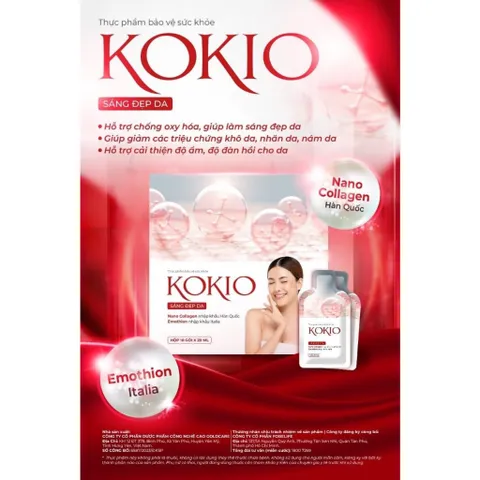 Gói Nước Uống Trắng Da Collagen Kokio Fobe Làm Đẹp, Trắng SángTự Nhiên 866297