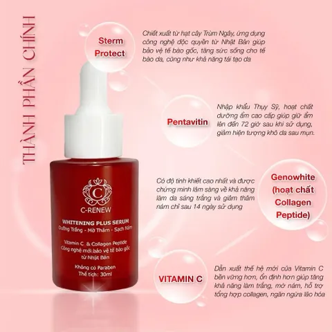 Serum Dưỡng Trắng Mờ Thâm Sạch Nám C-Renew Whitenting Plus Với Vitamin C,Collagen Peptide (Date cận) 866294