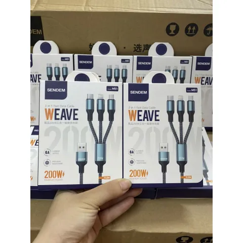CÁP SẠC DÙ 3 ĐẦU 200W M51 SENDEM – SIÊU NHANH, SIÊU TIỆN