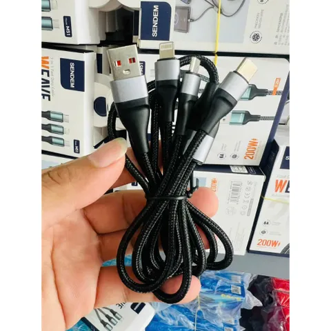 CÁP SẠC DÙ 3 ĐẦU 200W M51 SENDEM – SIÊU NHANH, SIÊU TIỆN