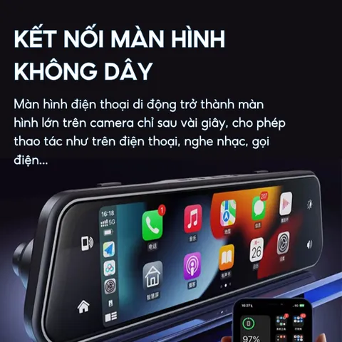 Camera hành trình A10 XETABON wifi kết nối CarPlay bản đồ Vietmap cảnh báo tốc độ phạt nguội ghi hình 4K trước sau