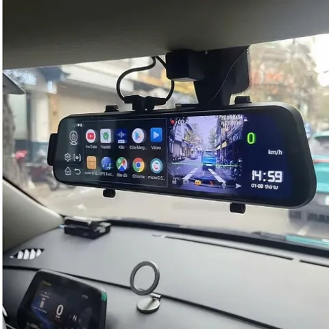 Camera hành trình D10 màn Androi có khe sim 4G GPS theo dõi từ xa bản đồ Vietmap S2 cảnh báo tốc độ, nghe nhạc giả trí