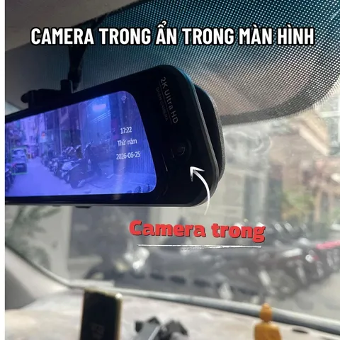 Camera hành trình gương N15 CARLOVER kết nối điện thoại ghi hình 2K trước sau trong khoang lái, gps cảnh báo tốc độ,ADAS