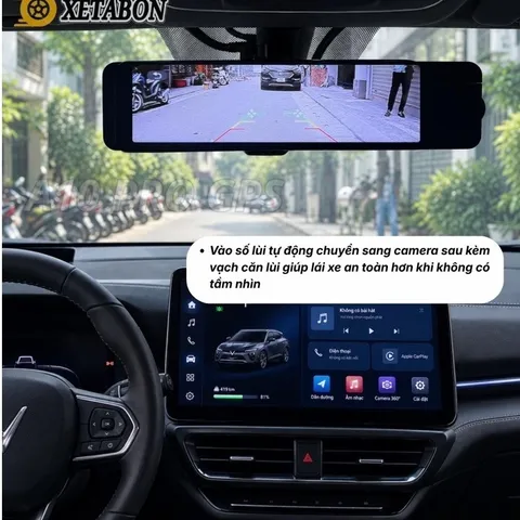 Camera hành trình A10 Pro XETABON kết nối carplay wifi, có GPS tích hợp Vietmap Live cảnh báo giao thông, 3 camera