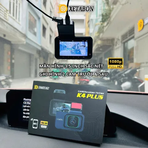 Camera hành trình ô tô K4 wifi kết nối điện thoại, ghi hình trước sau tích hợp lùi, chính hãng Xetabon phân phối