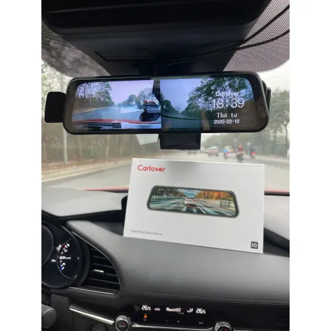 Camera hành trình gương N3 CARLOVER 2K màn gương cảm ứng ghi hình đồng thời trước sau quay đêm nét