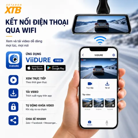 Camera hành trình X10 Pro Xetabon ghi hình trong sau 2K, wifi kết nối điện thoại GPS cảnh báo tốc độ phạt nguội, ADAS