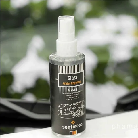 Dung Dịch Xịt Phủ Nano Chống Bám Nước Senfineco 9945 tạo hiệu ứng lá sen, trên kính gương ô tô, kính mắt mũ bảo hiểm