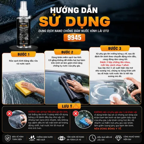 Dung Dịch Xịt Phủ Nano Chống Bám Nước Senfineco 9945 tạo hiệu ứng lá sen, trên kính gương ô tô, kính mắt mũ bảo hiểm