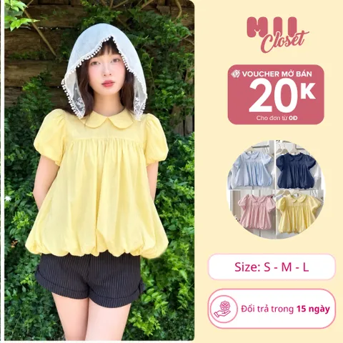 Áo Babydoll Nữ Gió Su Mềm Cổ Sen Dáng Bí Tay Bồng – Áo Kiểu Tiểu Thư Hàn Quốc Nàng Thơ- A34| Mii Closet