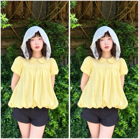 Áo Babydoll Nữ Gió Su Mềm Cổ Sen Dáng Bí Tay Bồng – Áo Kiểu Tiểu Thư Hàn Quốc Nàng Thơ- A34| Mii Closet