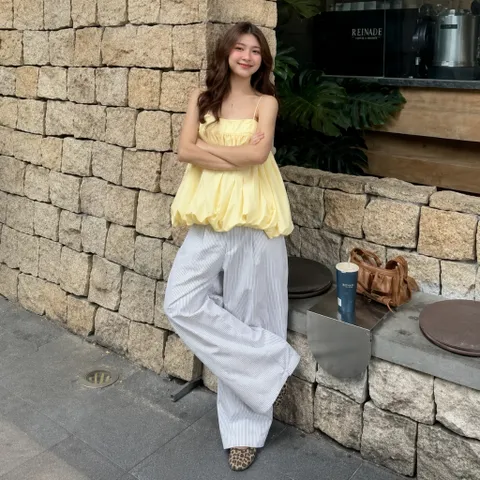 Áo Bí 2 Dây Phồng Có Dây Điều Chỉnh Form Babydoll Xòe Chất Vải Gió Màu Sắc Đa Dạng Mùa Hè A35| Mii Closet