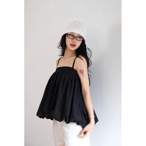 Áo Bí 2 Dây Phồng Có Dây Điều Chỉnh Form Babydoll Xòe Chất Vải Gió Màu Sắc Đa Dạng Mùa Hè A35| Mii Closet