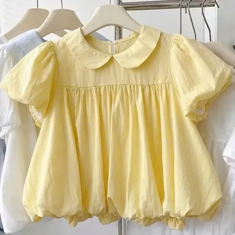 Áo Babydoll Nữ Gió Su Mềm Cổ Sen Dáng Bí Tay Bồng – Áo Kiểu Tiểu Thư Hàn Quốc Nàng Thơ- A34| Mii Closet