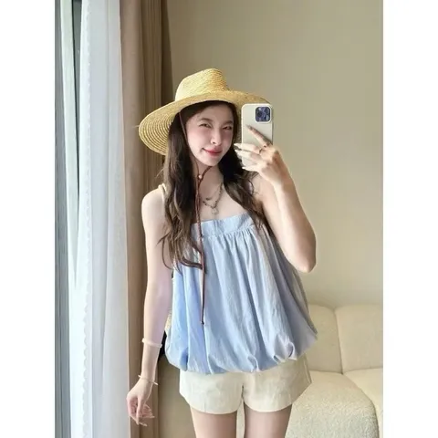Áo Bí 2 Dây Phồng Có Dây Điều Chỉnh Form Babydoll Xòe Chất Vải Gió Màu Sắc Đa Dạng Mùa Hè A35| Mii Closet