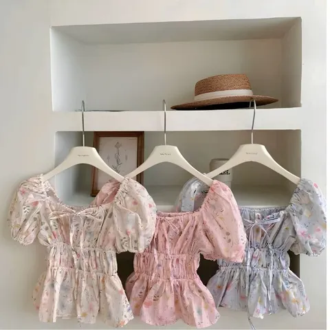 Áo Babydoll Hoa Nhí Nữ Tay Phồng Dáng Xòe - Áo Nữ Chất Voan Tơ Cao Cấp Mềm Mát Thời Trang