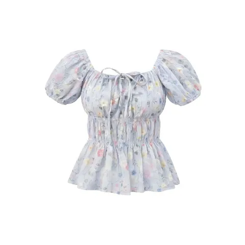 Áo Babydoll Hoa Nhí Nữ Tay Phồng Dáng Xòe - Áo Nữ Chất Voan Tơ Cao Cấp Mềm Mát Thời Trang