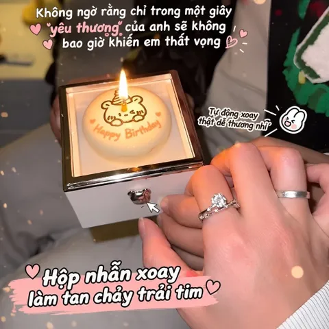 Hộp Quà Bất Ngờ Sinh Nhật Mini – Hộp Quà Có Đèn Phát Sáng Kèm 2 Nến, Quà Tặng Người Yêu Bạn Bè