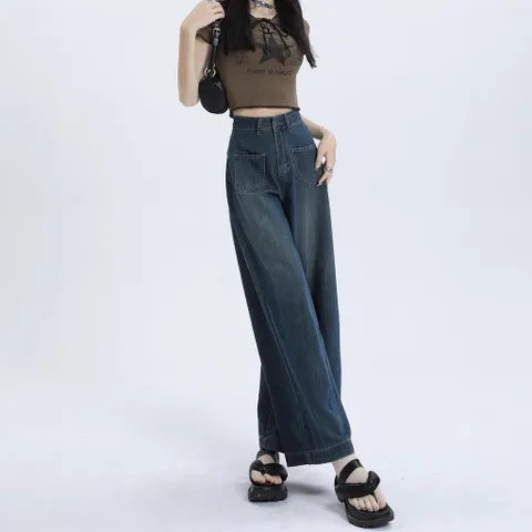 Quần Jean Nữ Ống Rộng Cạp Cao Dáng Suông – Quần Bò Ống Rộng Hack Dáng Hot Trend