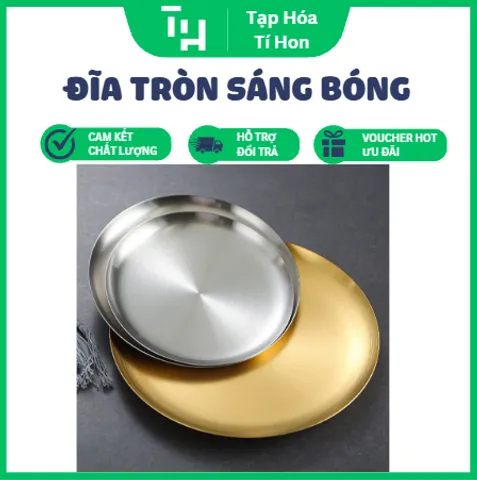  đĩa tròn inox kiểu Hàn Quốc, sáng bóng, bền đẹp và chống ăn mòn (TH747)