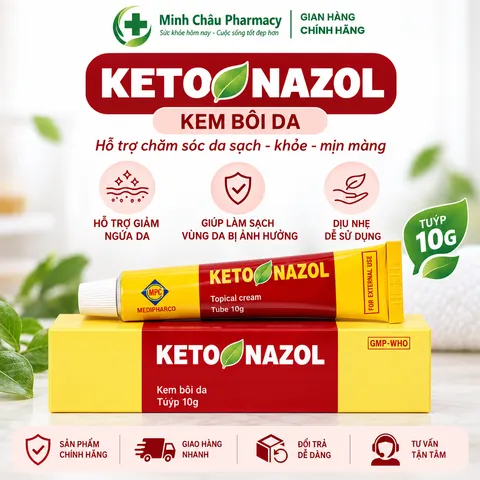 [Chính Hãng] Kem bôi ngoài da KETO 10g bôi nấm men, hắc lào, lang ben