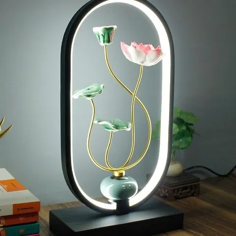 ĐÈN HOA SEN GỐM SỨ TINH XẢO THU HÚT TÀI LỘC
