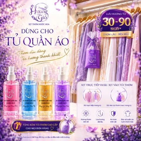COMBO Xịt Thơm Quần Áo Đa Năng (Bộ 4 Mùi Hương) | Hương Nước Hoa - Lưu Hương Trên Vải