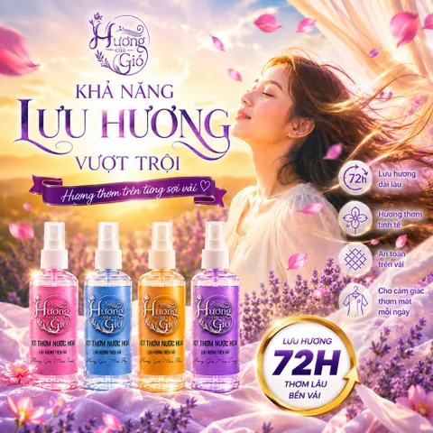 Xịt Thơm Quần Áo Đa năng HƯƠNG CỦA GIÓ 100ml | Nước Hoa Lưu Hương trên Vải