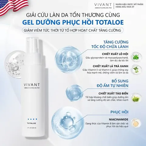 Gel Dưỡng Ẩm Vivant Totaloe 86ml - Làm Dịu, Cấp Nước Da Nhạy Cảm, Giảm Kích Ứng, Dưỡng ẩm Tự Nhiên từ Lô Hội 866818