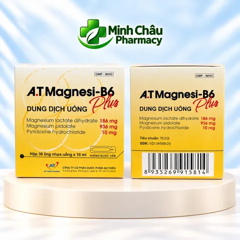 Nước Uống A.T Magnesi B6 Plus Bổ Sung Khoáng Chất Cân Bằng Năng Lượng Thư Giãn Cơ Thể Hộp 30 Ống x 10ml