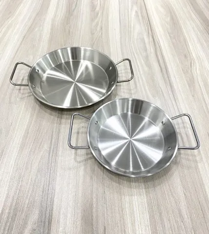 Chảo mạ vàng bạc 1 đáy, dùng để chiên xào hoặc bày trí món ăn phong cách Hàn Quốc / nhà hàng (như bò né, bít tết, gà (TH751)