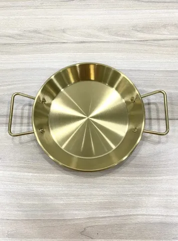 Chảo mạ vàng bạc 1 đáy, dùng để chiên xào hoặc bày trí món ăn phong cách Hàn Quốc / nhà hàng (như bò né, bít tết, gà (TH751)