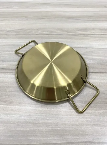 Chảo mạ vàng bạc 1 đáy, dùng để chiên xào hoặc bày trí món ăn phong cách Hàn Quốc / nhà hàng (như bò né, bít tết, gà (TH751)