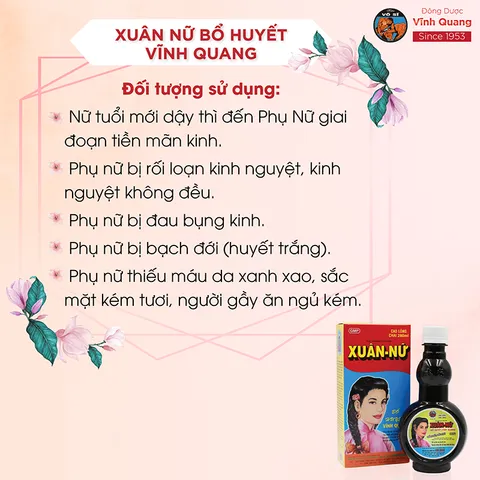 Combo 12 chai Xuân Nữ Bổ Huyết VĨNH QUANG 280ml - Điều hòa kinh nguyệt, liệu trình dễ đậu thai