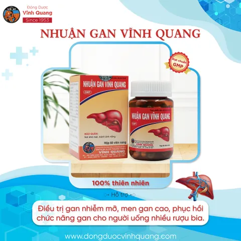 Nhuận Gan VĨNH QUANG - Hỗ trợ thanh nhiệt, tăng cường chức năng gan, gan nhiễm mỡ - Hộp 60 viên