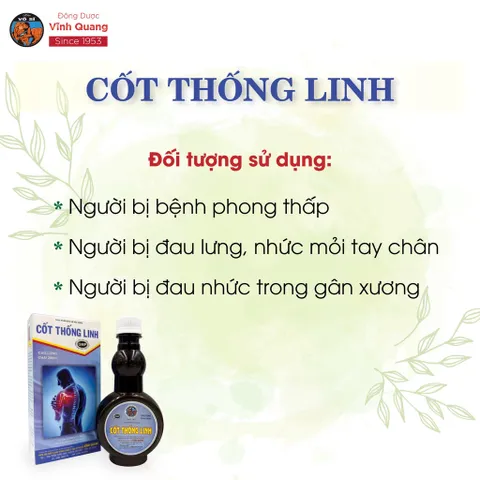 Cốt Thống Linh VĨNH QUANG chai 280ml - Hỗ trợ hoạt huyết, phong thấp, thấp khớp, đau lưng