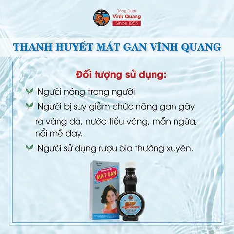 Thanh Huyết Mát Gan Vĩnh Quang - Chai 280ml Hỗ trợ thanh nhiệt, giải độc, mát gan, bổ gan