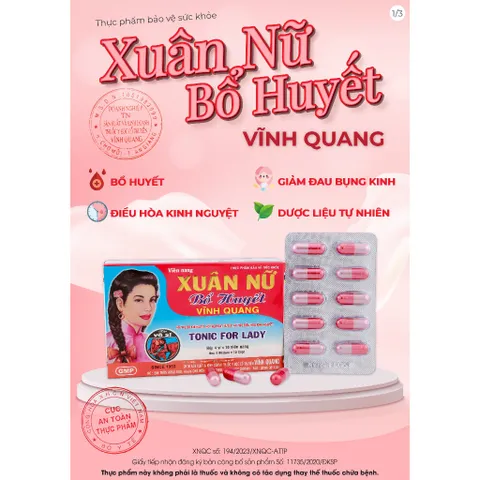 Combo 5 Hộp 40 viên Xuân Nữ Bổ Huyết VĨNH QUANG - Điều hoà kinh nguyệt, đau bụng kinh, tắc kinh