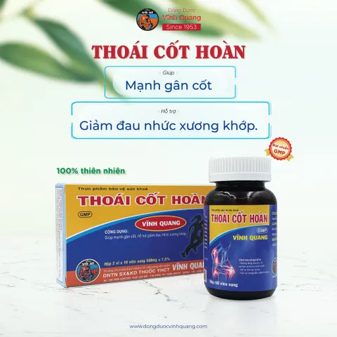 Thoái Cốt Hoàn hộp 60 viên Hỗ trợ giảm đau nhức xương khớp do vận động, đá bóng, thể thao